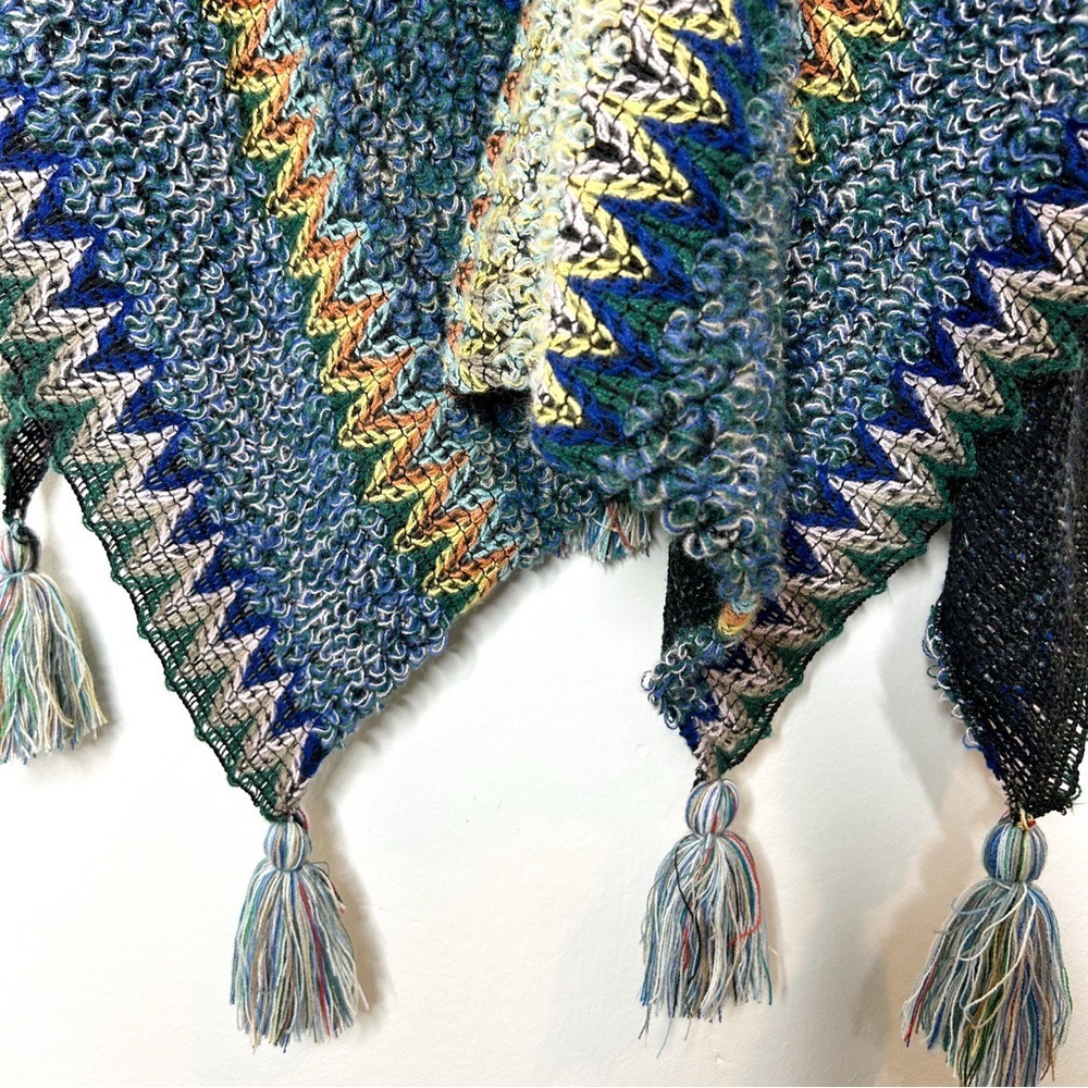 Women's One Size Boho Colorful Chunky Knit‎ Poncho Sweater - Picture 3 of 5